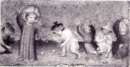 Jess en el juego de trompos. Autor desconocido. 1410