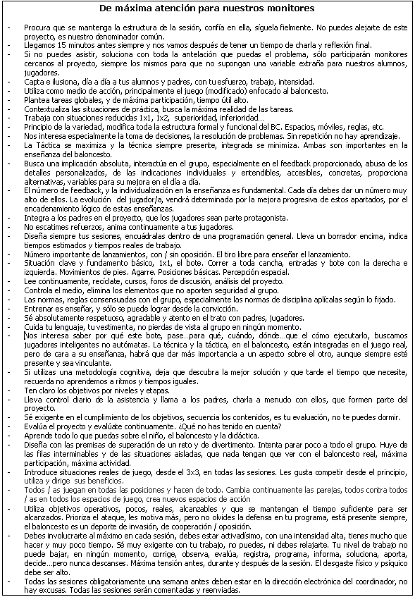 Planificación deportiva de una escuela de iniciación al baloncesto.  Benjamines 8-10 años