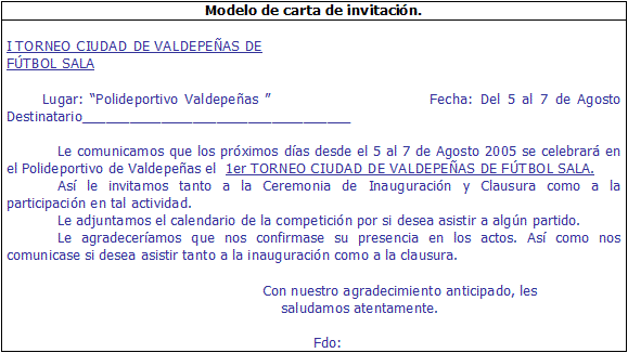 Carta de invitación evento deportivo - Imagui