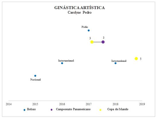 Figura 1. Resultados e categorias de bolsa de Carolyne Pedro