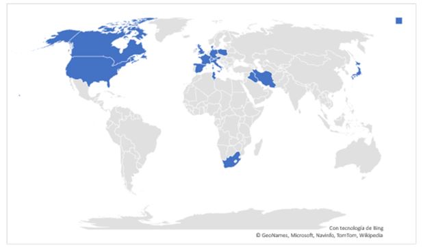 Figura 2. Ubicación geográfica de las principales regiones que realizan el estudio