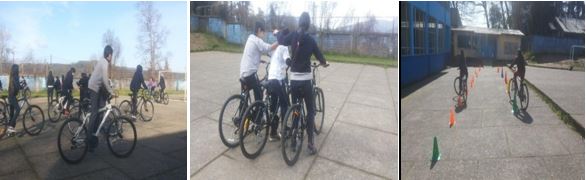 Figura 2. Atividades de ciclismo na quadra da Escuela 39 Las Animas