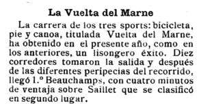 Figura 4. “La Vuelta del Marne”, El Mundo Deportivo, 29 de junio de 1911, p. 3