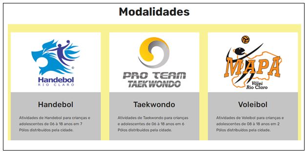 Imagem 1. Instituto Crescer no Esporte incluiu as modalidade de Handebol, Voleibol e Taekwondo