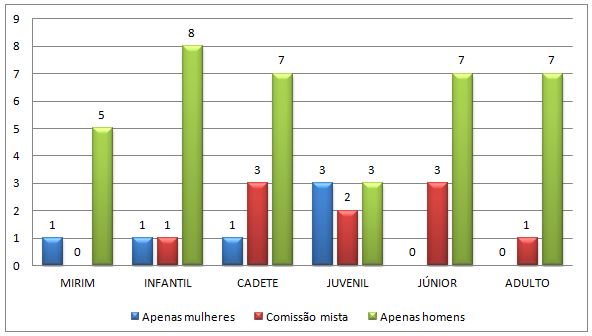 Figura 1. Composição das comissões técnicas das equipes masculinas participantes do Campeonato Paulista de Handebol 2019 em números totais