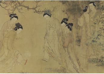 Figura 4.Cuadro de la dinastía Ming, obra de Du Jin, que representa a un grupo de mujeres chinas jugando al ‘cuju’