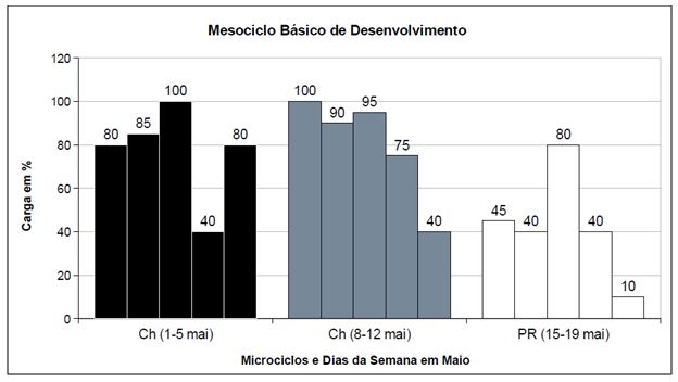 Figura 1. Ondulação da carga de treino com a periodização tradicional de Matveev