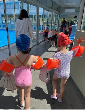 Figura 1. Niños ingresando a la clase de natación