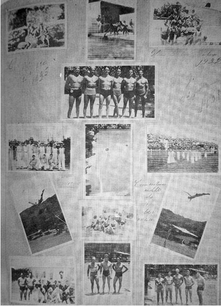 Figura 3. Nadadores en las aguas del río Virilla en 1928, en Ojo de Agua en 1938 y en el primer campeonato de natación en el balneario de Patarrá en 1943