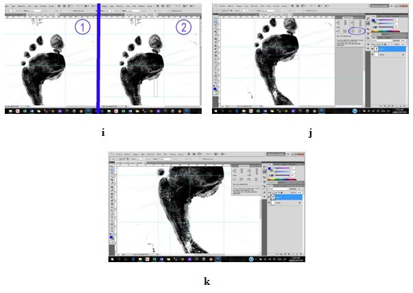 Figura 1. Procedimientos para las mediciones de la huella plantar.