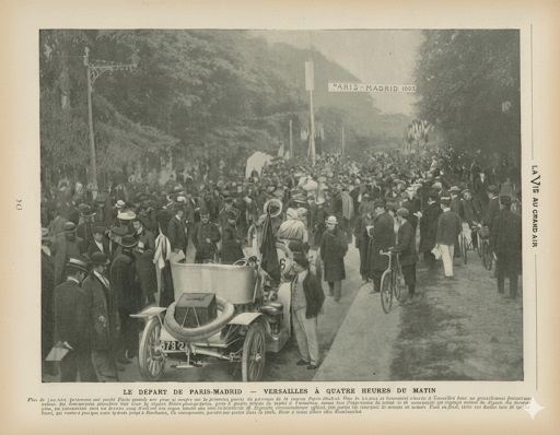 Figura 1. El arranque de París-Madrid en Versalles