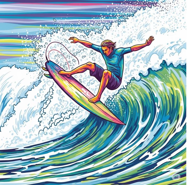 Figura 1. Surfista em ação: caminho livre para desfrutar um belo dia de surfe