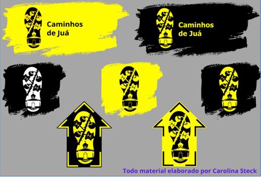 Figura 6. Logotipos criados para utilizar no roteiro do Caminho de Juá e pegada de sinalização e identificação para inserção na Rede Brasileira de Trilhas
