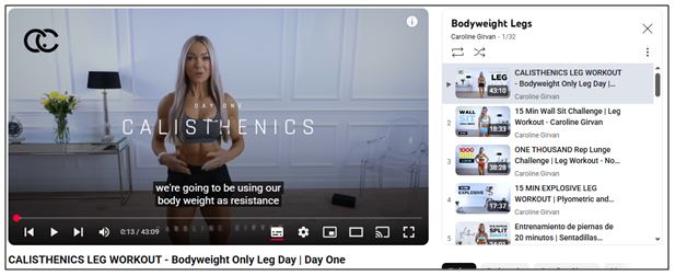 Figura 1. El canal de Caroline Girvan es ideal para entrenar sin hablar inglés fluido