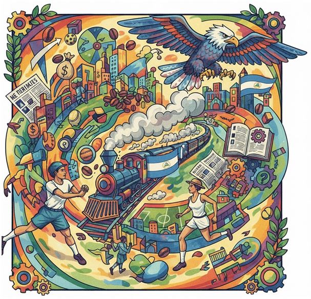 Figura 1. El eje de la actividad deportiva se concentró alrededor del ferrocarril, el cual unía a las principales ciudades del pacífico en Nicaragua