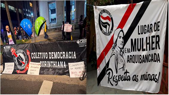 Figura 3. “Campanhas realizadas pelo Coletivo Democracia Corinthiana, do Corinthians: atuação fora dos estádios”; “O Bloco Tricolor Antifa, do São Paulo faz parte do Trio de Ferro do futebol paulista”; “Atuação do Porcomunas, do Palmeiras em frente ao estádio para a pesquisa Felipe Lopes participou de reuniões e fez entrevistas com os participantes”; “Estudo está vinculado às pesquisas realizadas pelo Grupo de Estudos e Pesquisas sobre Futebol, criado em 2001, na FEF”