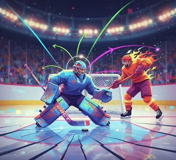 Figura 1. Los porteros de hockey expertos tienden a anticipar los lanzamientos