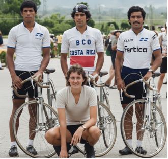 Figura 3. El equipo ganador del campeonato nacional por equipos contra reloj de 1978. De izquierda a derecha: Carlos Alvarado, David Fonseca y Sigifredo Chaves