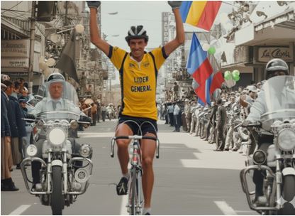 Figura 8. Alexis Villalobos ganando la “Vuelta a Costa Rica” de 1981