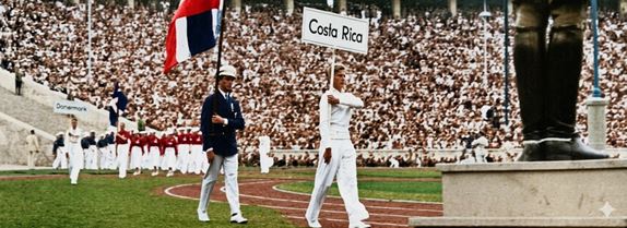 Imagen 3. Bernardo de la Guardia como abanderado y único seleccionado de Costa Rica en los Juegos Olímpicos de Berlín 1936