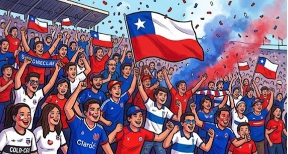 Figura 2. Pasión inigualable: la marea de colores y cánticos de la hinchada chilena en las tribunas