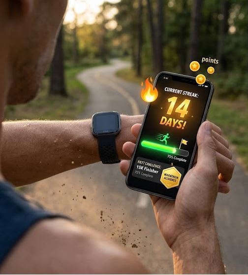 Figura 1. Una racha de 14 días y medallas de progreso para motivar a los usuarios