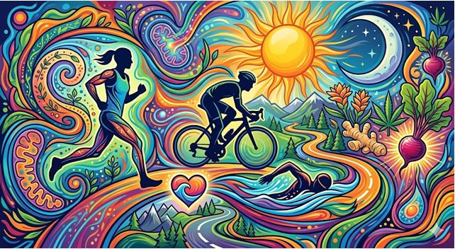 Figura 1. Armonía en movimiento: la fusión perfecta entre el esfuerzo del triatlón de larga distancia y el poder regenerador de la botánica y el descanso natural